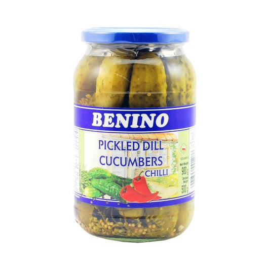 Benino Pickled Dill Cucumbers Chilli 900g