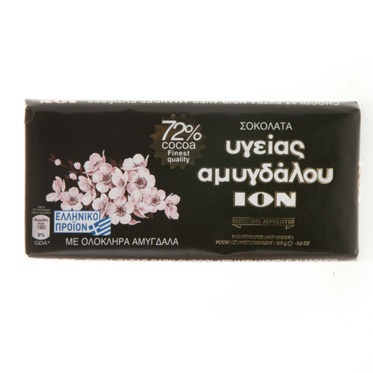 Ion Ygeias chocolate 72% cocoa with almonds 100g