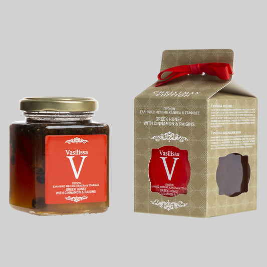 Valissa Greek Honey with Cinnamon and Raisins 250g